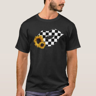 Chequered lips kiss plaid yellow sunflower racing T-Shirt