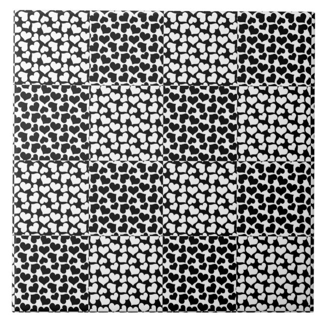 Chequered Love in Black and White  Tile (Front)