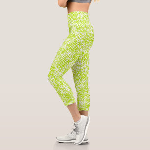 Chequered Love in Lime Green and White  Capri Leggings