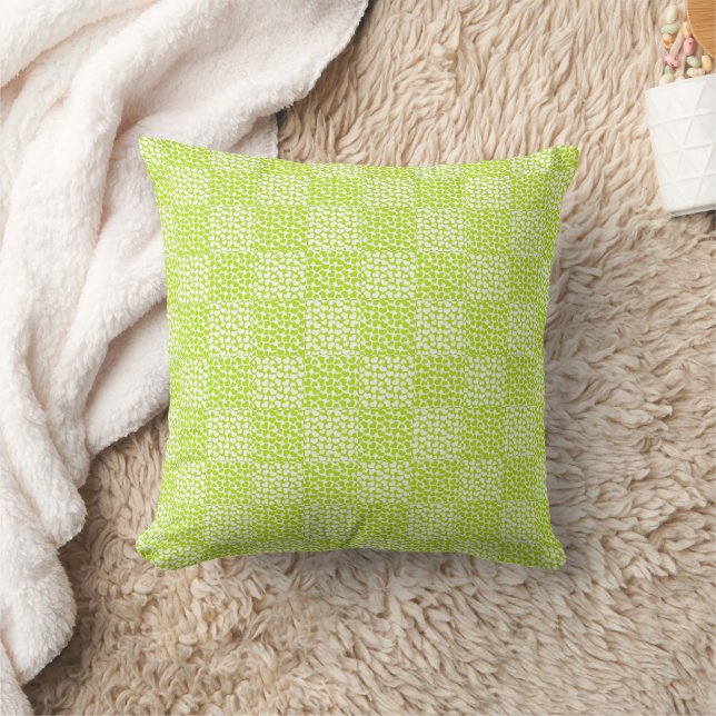 Chequered Love in Lime Green and White  Cushion (Blanket)