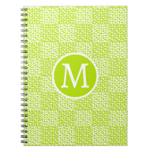 Chequered Love in Lime Green and White Monogram Notebook