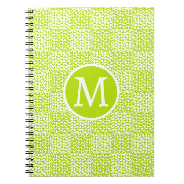 Chequered Love in Lime Green and White Monogram Notebook (Front)