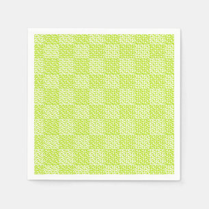 Chequered Love in Lime Green and White Napkin