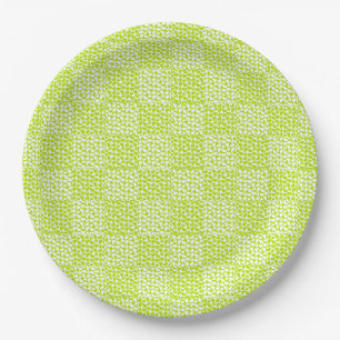 Chequered Love in Lime Green and White Paper Plate