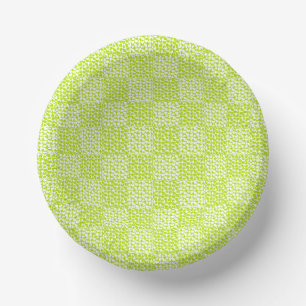 Chequered Love in Lime Green and White Paper Plate
