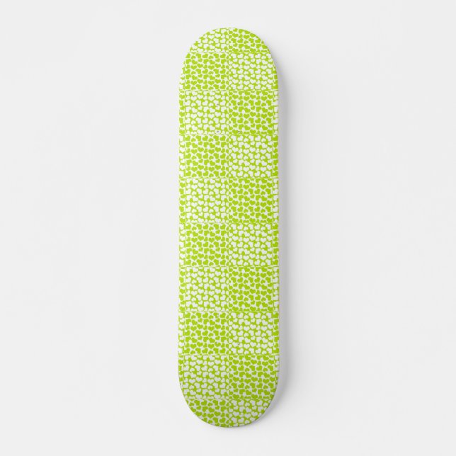 Chequered Love in Lime Green and White  Skateboard (Front)