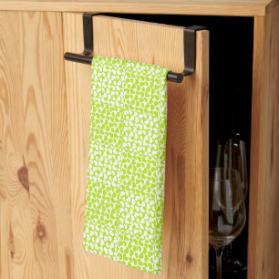 Chequered Love in Lime Green and White Tea Towel