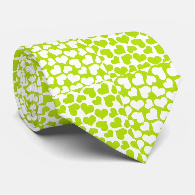 Chequered Love in Lime Green and White  Tie (Rolled)