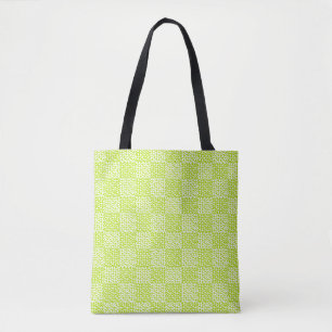 Chequered Love in Lime Green and White Tote Bag