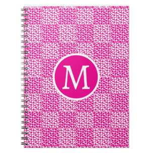 Chequered Love in Magenta and White Monogram Notebook