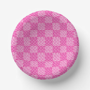 Chequered Love in Magenta and White Paper Plate