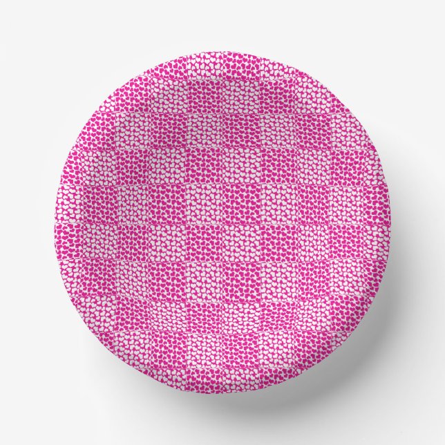 Chequered Love in Magenta and White Paper Plate (Front)