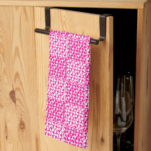 Chequered Love in Magenta and White Tea Towel