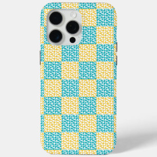 Chequered Love in Turquoise, Yellow, and White iPhone 15 Pro Max Case