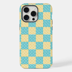 Chequered Love in Turquoise, Yellow, and White iPhone 15 Pro Max Case