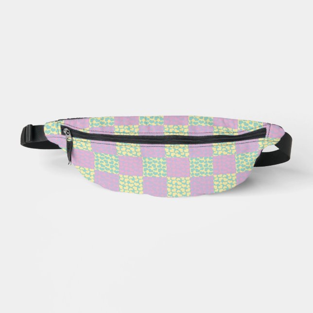Chequered Love-Pastel Pink, Yellow, Purple & Green Bum Bags (Front)