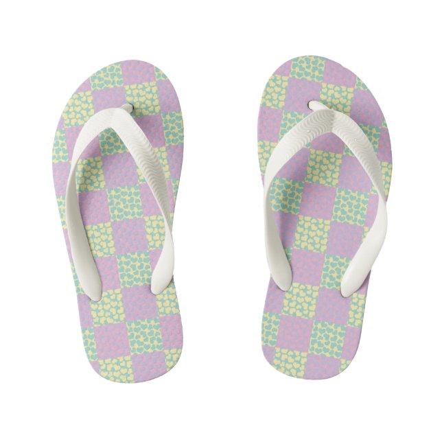 Chequered Love-Pastel Pink, Yellow, Purple & Green Kid's Jandals (Footbed)