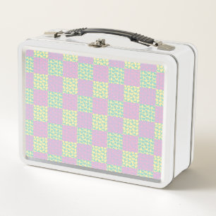 Chequered Love-Pastel Pink, Yellow, Purple & Green Metal Lunch Box