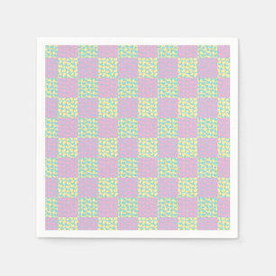 Chequered Love-Pastel Pink, Yellow, Purple & Green Napkin