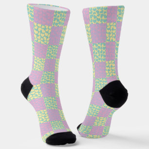 Chequered Love-Pastel Pink, Yellow, Purple & Green Socks