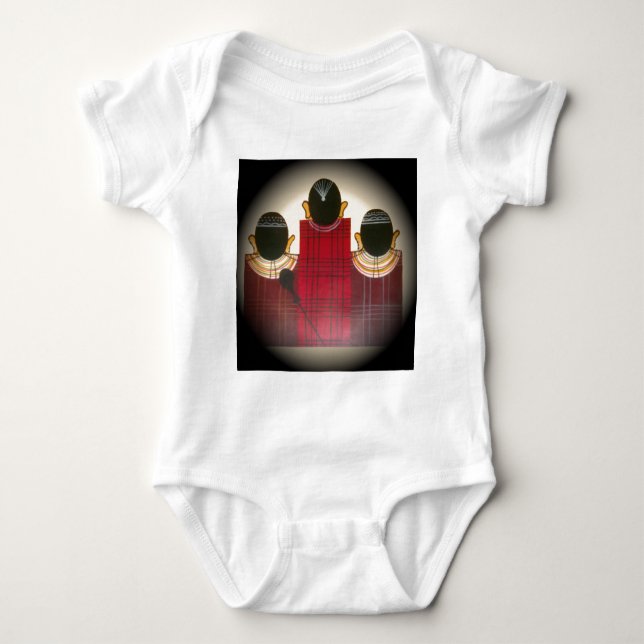 Chequered Maasai Family Portrait Baby Bodysuit (Front)