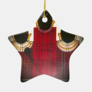 Chequered Maasai Family Portrait Ceramic Tree Decoration