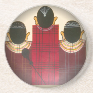 Chequered Maasai Family Portrait Coaster