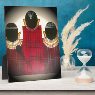 Chequered Maasai Family Portrait Plaque