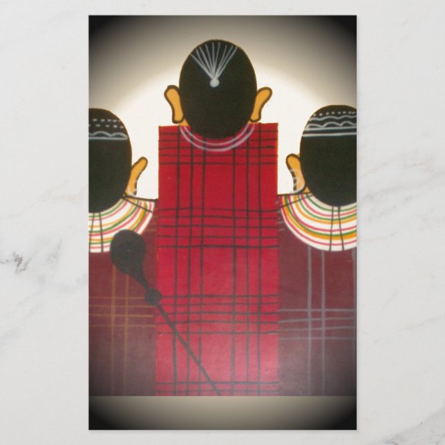 Chequered Maasai Family Portrait Stationery (Front)