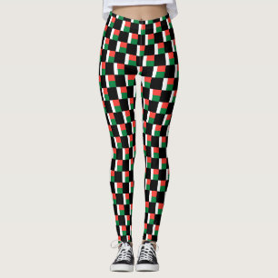 Chequered Madagascar Flag Pattern Leggings