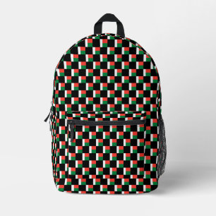 Chequered Madagascar Flag Pattern Printed Backpack