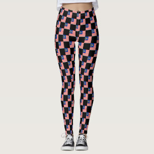 Chequered Malaysia Flag Pattern Leggings