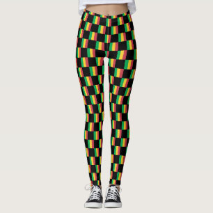 Chequered Mali Flag Pattern Leggings