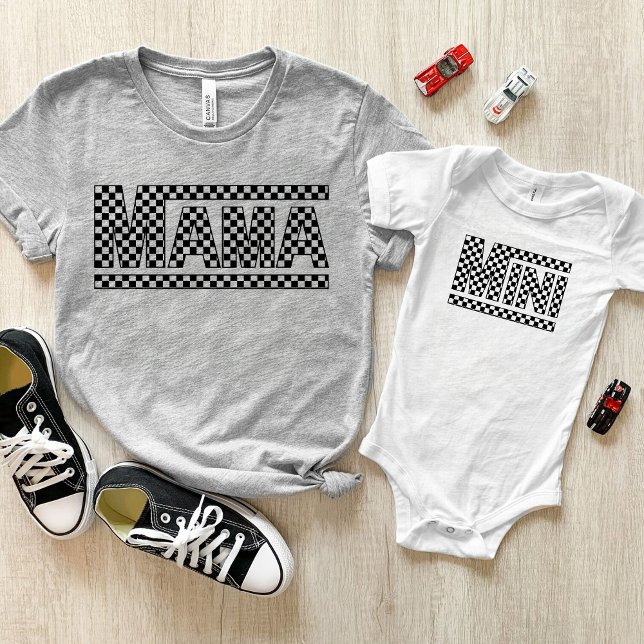 Chequered Mama Tshirt - Match with your Mini (Mama Mini Tshirts Checkered - Likes Vans)