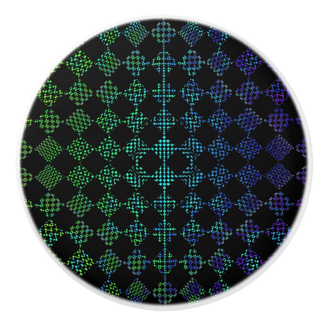 Chequered Moire by Kenneth Yoncich Ceramic Knob (Front)