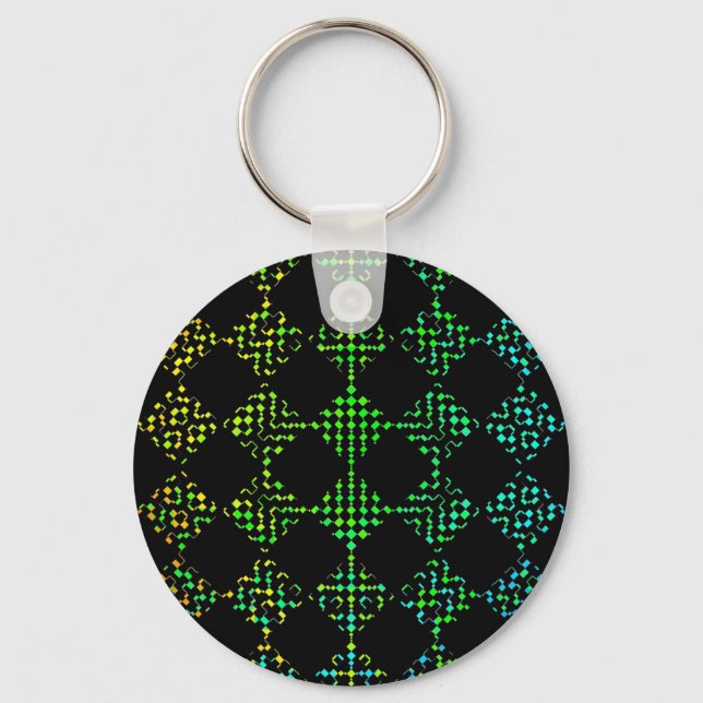 Chequered Moire by Kenneth Yoncich Key Ring (Front)