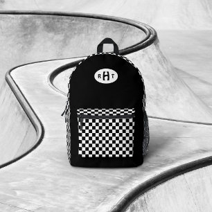 Chequered Monogram Black Printed Backpack