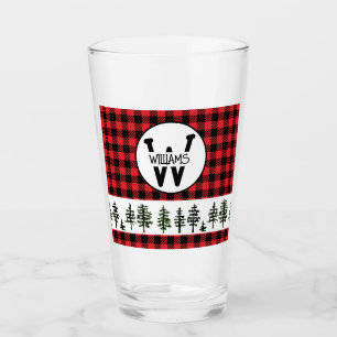 Chequered Monogram Glass Tumbler
