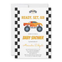 Chequered Monster Truck Baby Shower