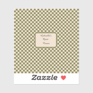 Chequered Moss Green and Beige Quiet Corner Quote