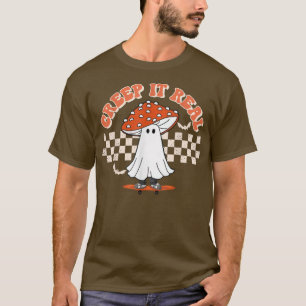 Chequered Mushroom Ghost Creep It Real Funny Hallo T-Shirt