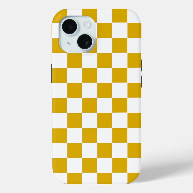 Chequered mustard yellow and White Case-Mate iPhone Case (Back)