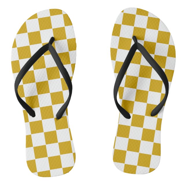 Chequered mustard yellow and White Jandals (Footbed)