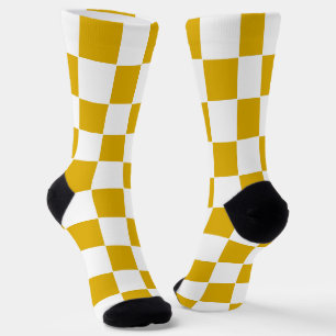 Chequered mustard yellow and White Socks