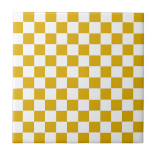 Chequered mustard yellow and White Tile