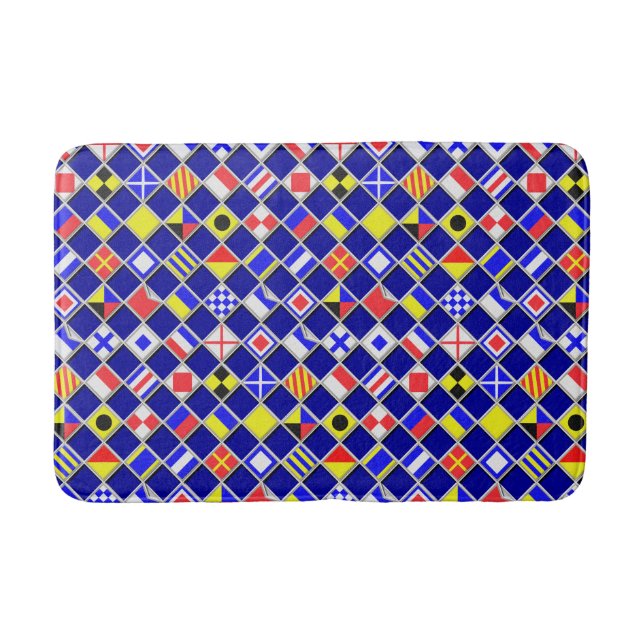 Chequered Nautical Flags Bath Mat (Front)