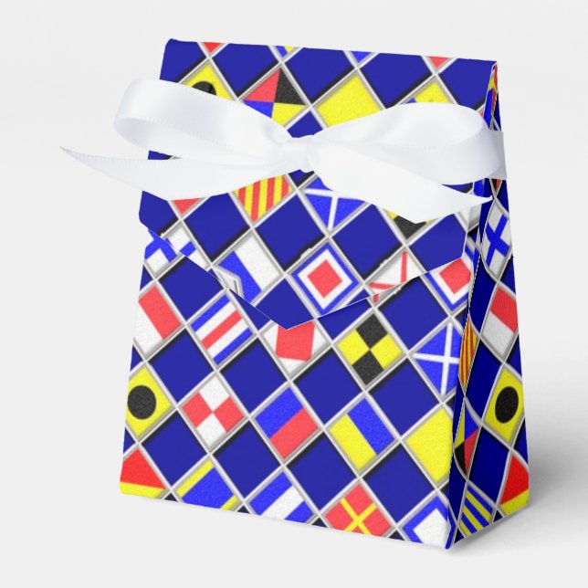 Chequered Nautical Flags Pattern Decor Favour Box (Front Side)