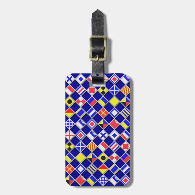 Chequered Nautical Signal Flags Luggage Tag (Front Vertical)