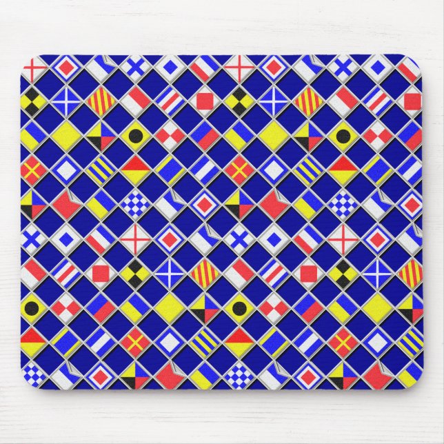 Chequered Nautical Signal Flags Mouse Pad (Front)