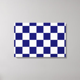 Chequered Navy and White Canvas Print